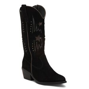 TOP3 Black Made In Portugal Suede Embroidered Western Boots